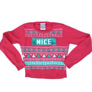 🍁4/$10Well Worn Holiday Sweater XS (4-5) "Nice" "Naughty" Red Green White